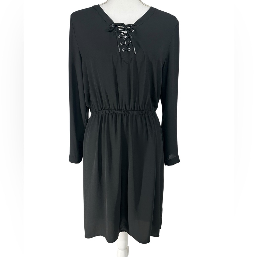 MOSSIMO / Black Dress Lace Up Vneck Detail Medium / Whimsygoth Fairycore